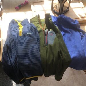 Three sweaters, two LL Bean one Under Armour ex size large excellent condition